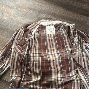 Brown Plaid Men's button up flannel